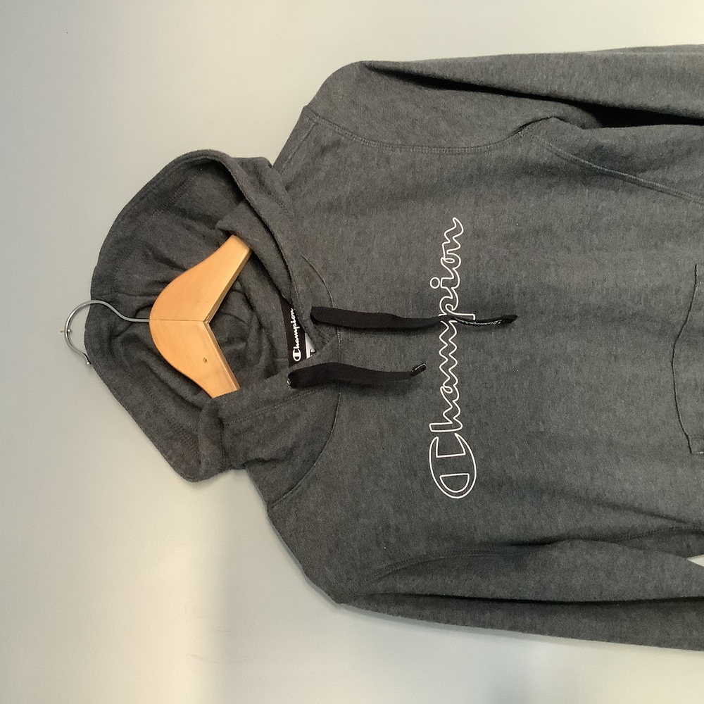 Champion Large Spellout Hoodie - Size M - Dark Grey Marl - Cotton - P2P 18” - Picture 7 of 8